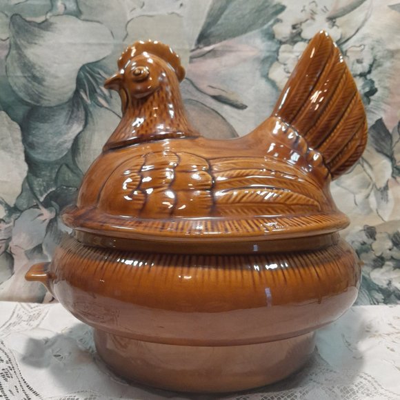 Vintage California Pottery C-40 Ceramic Chicken Soup Tureen 🐔🍲 - Picture 3 of 9